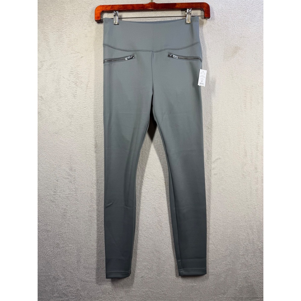 White House Black‎ Market Runway Leggings Womens 8R Grey Scuba Zip NWT